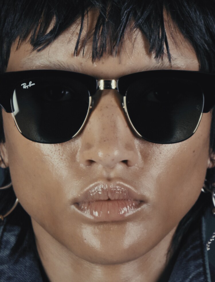 Ray-Ban サングラス Unisex Mega Clubmaster MEGA CLUBMASTER Sunglasses in Black On Gold and G-15 Green