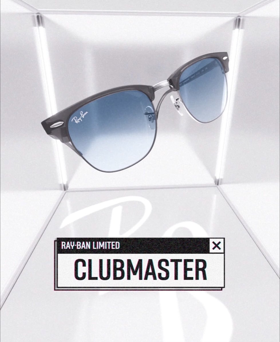 CLUBMASTER X THE ONES サングラス シルバーの上に透明グレー と