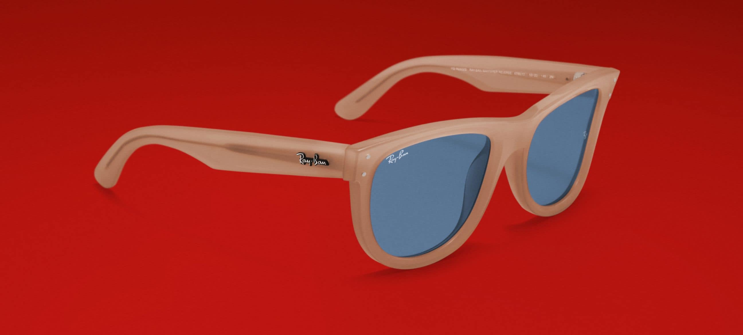 WAYFARER REVERSE Sunglasses in Opal Beige & Honey and Light Blue