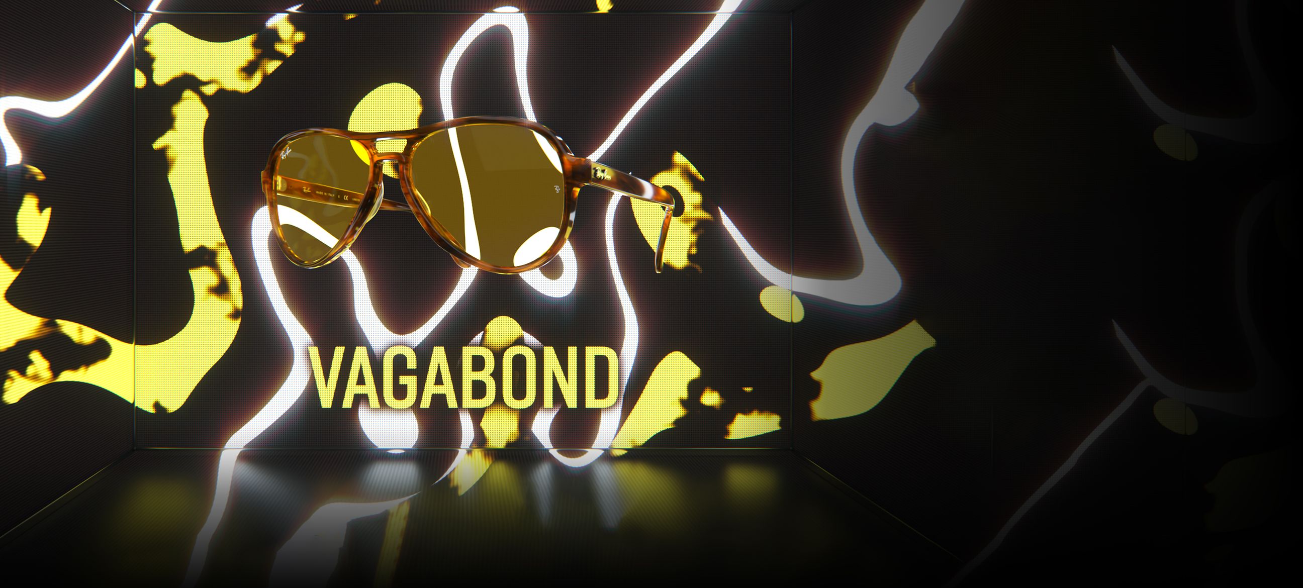 VAGABOND RELOADED Sunglasses in Striped Havana and Yellow - RB4355