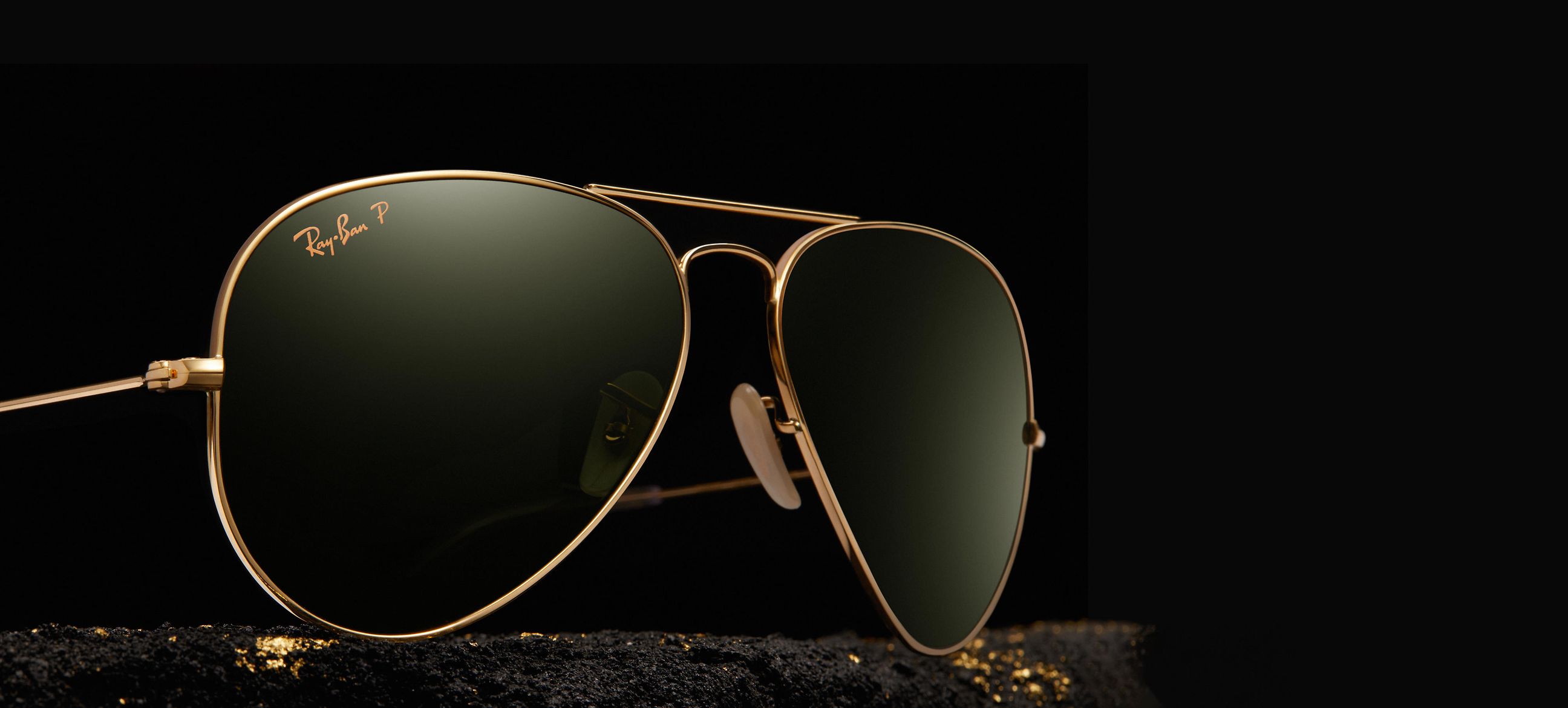Beleefd krom paperback Aviator Solid Gold Sunglasses in Gold and Green | Ray-Ban®