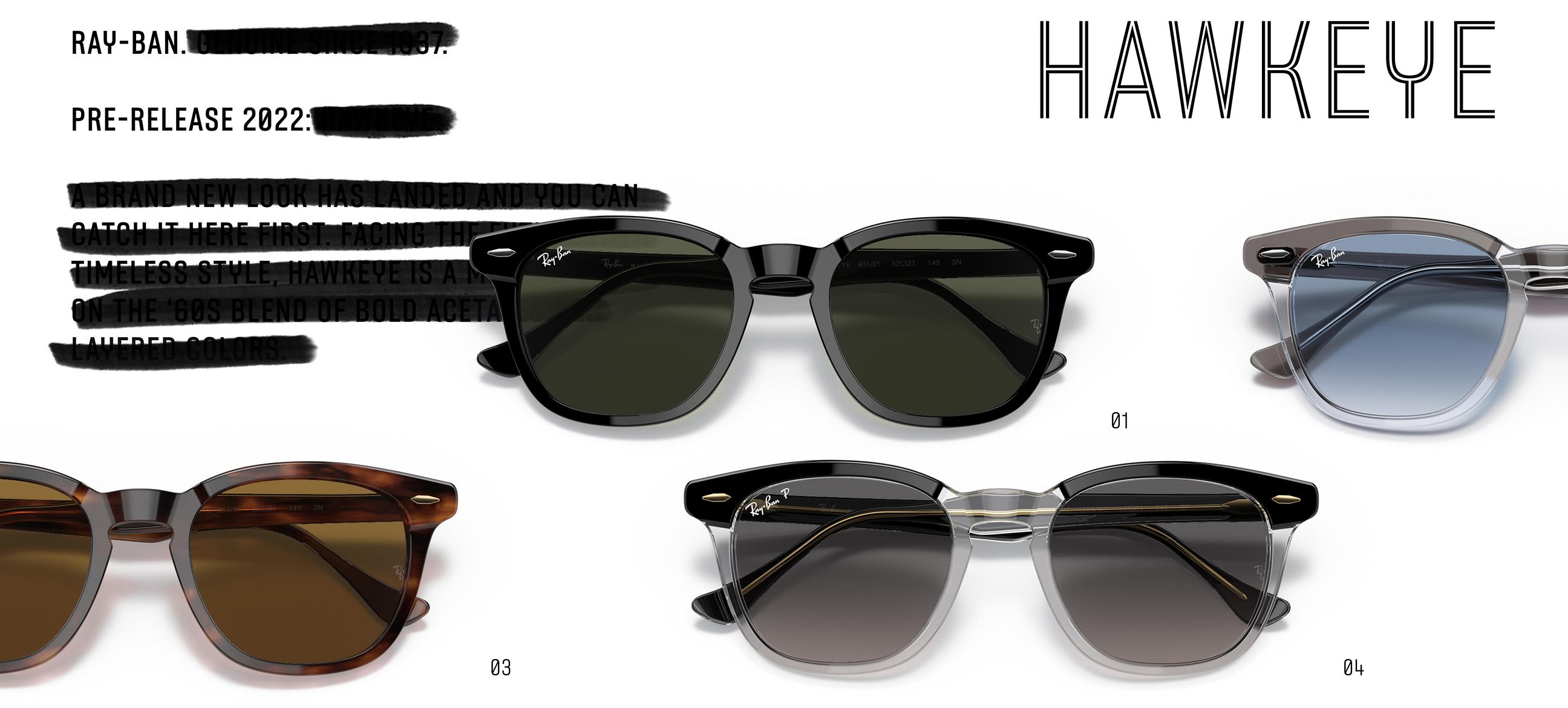 レイバン公式ストア】 Ray-Ban® HAWKEYE サングラス | 透明上に ...